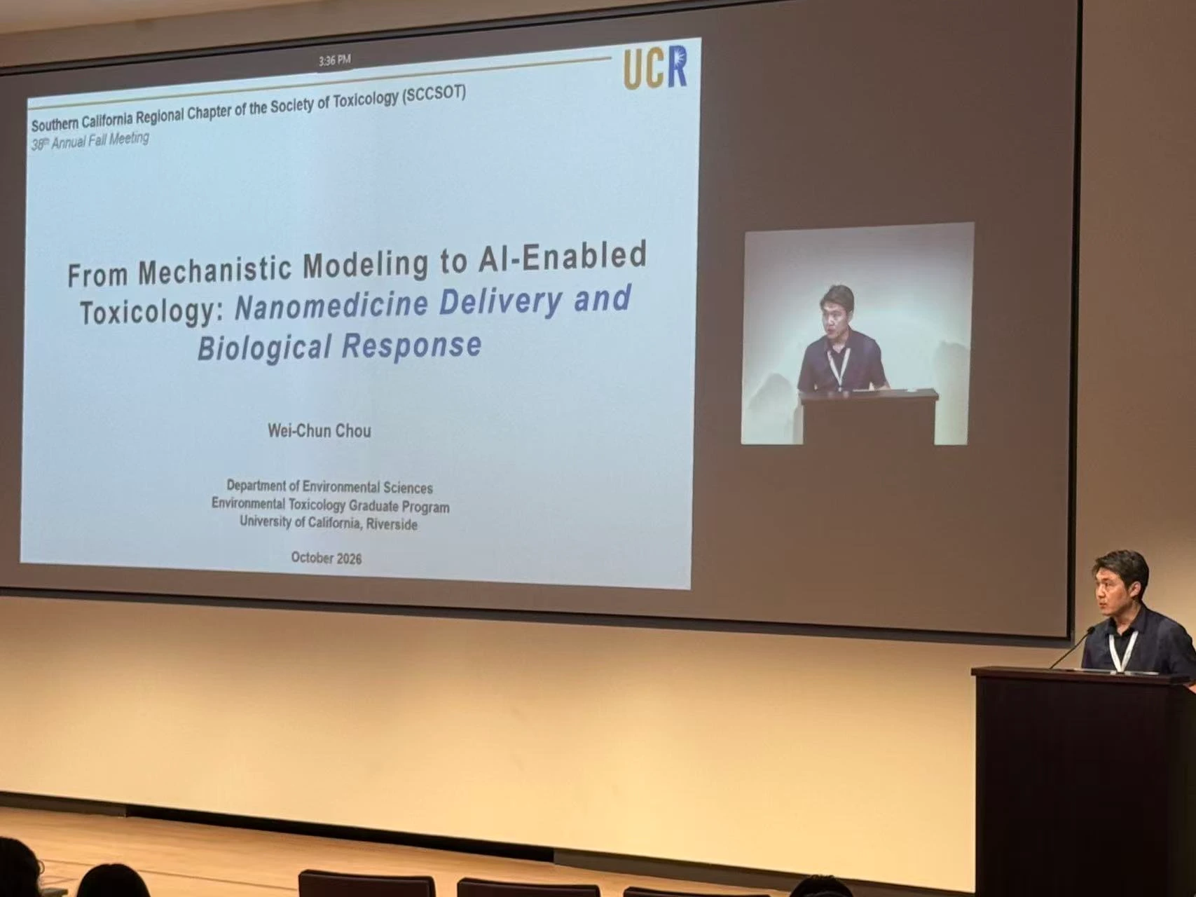 Wei-Chun Chou delivers the invited keynote presentation at the 38th Annual Southern California Society of Toxicology Fall Meeting.